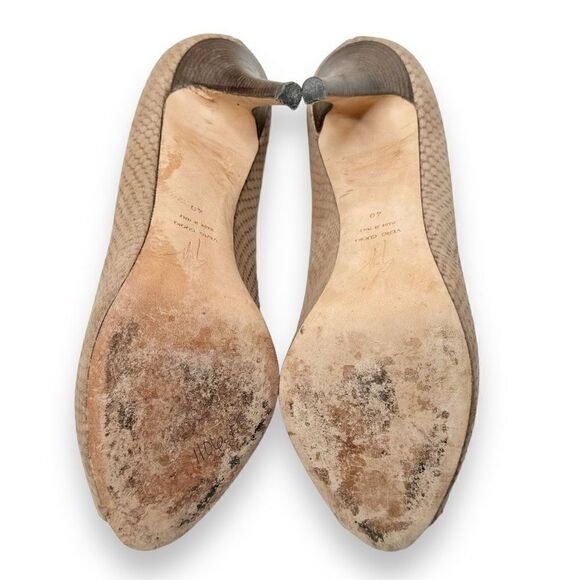 Giuseppe Zanotti Beige Python Embossed Leather Peep Toe Heels Pumps Women’s 40 - Picture 8 of 10
